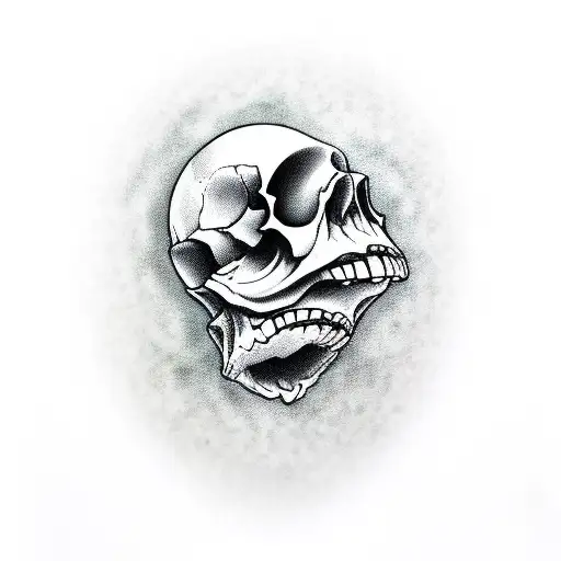 creepy fungus skull  tattoo design idea