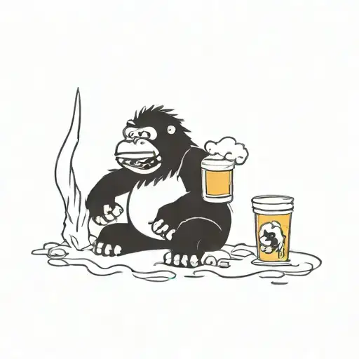 bigfoot drinking beer tattoo design idea