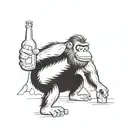 bigfoot drinking beer tattoo design idea