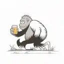 bigfoot drinking beer tattoo design idea