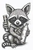 racoon holding bottle tattoo design idea