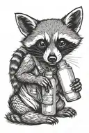 racoon holding bottle tattoo design idea