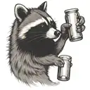 racoon drinking beer bottle tattoo design idea