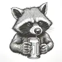 angry racoon drinking beer bottle tattoo design idea