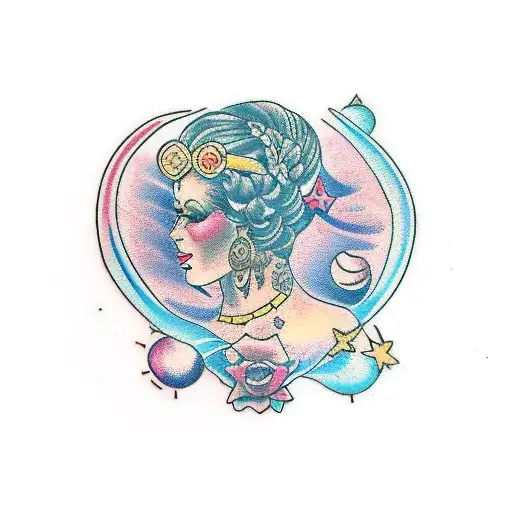 virgo woman with gemini twins tattoo design idea