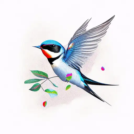 swallow bird mountin tattoo design idea