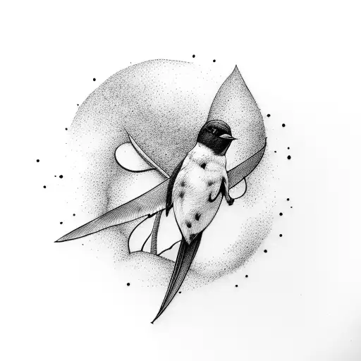 swallow bird mountin snowdrop tattoo design idea