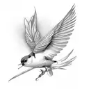 swallow bird mountin snowdrop tattoo design idea