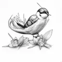 swallow bird mountin snowdrop tattoo design idea