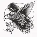 eagle head looking right from a crescent moon on the left tattoo design idea