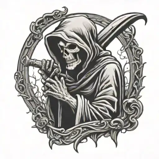 grim reaper saying shhh  tattoo design idea