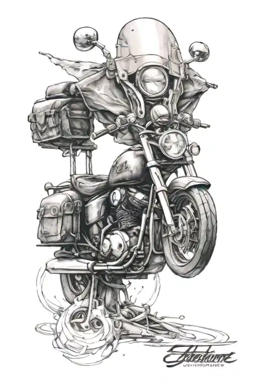 adventure motorcycle tattoo design idea