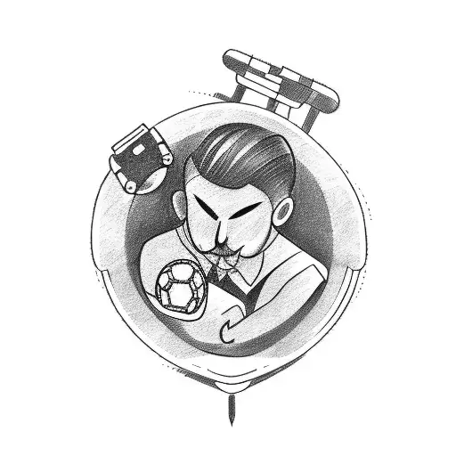 A sketch-style tattoo of a student studying with a soccer ball and game controller on the desk tattoo design idea