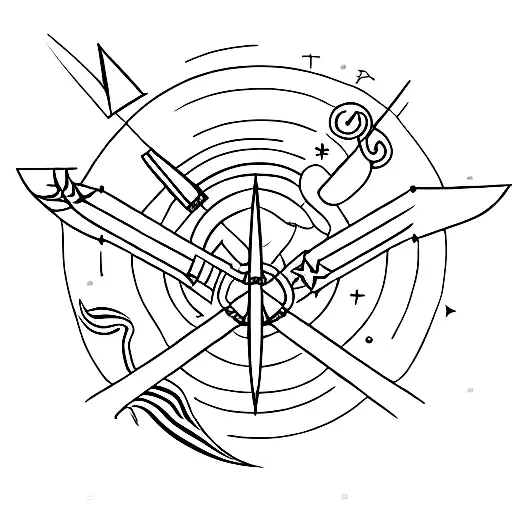 arrow of Sagittarius with date of birth in round 02-12-2001 tattoo design idea