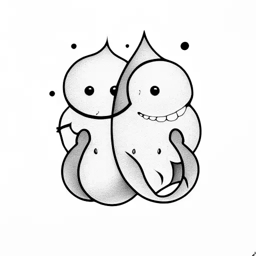 Two Ghosts, one big one small, cartoon style tattoo design idea