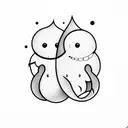 Two Ghosts, one big one small, cartoon style tattoo design idea