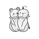 Two Ghosts, one big one small, cartoon style tattoo design idea