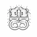 Two Ghosts, one big one small, cartoon style tattoo design idea