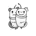 Two Ghosts, one big one small, cartoon style tattoo design idea