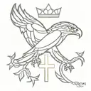 hawk crown cross tattoo design idea