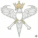 hawk crown cross tattoo design idea