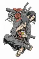 itachi drinking depressed tattoo design idea