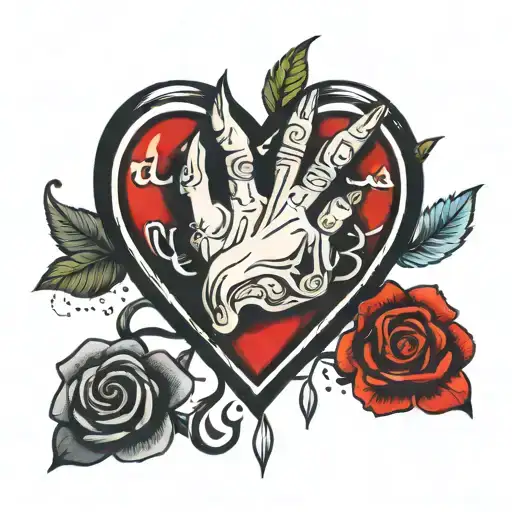 middle finger broken heart shape tattoo design idea