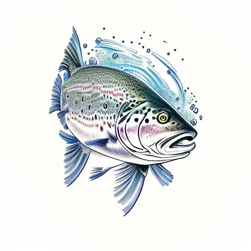 rainbow trout Dad tattoo design idea