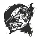 Two wolves chasing each other in a circle tattoo design idea