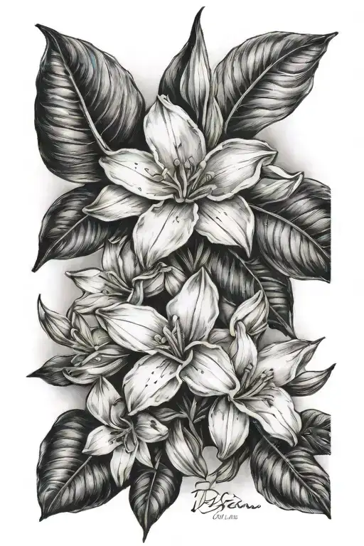 clouds daffodil  frangipani tattoo design idea