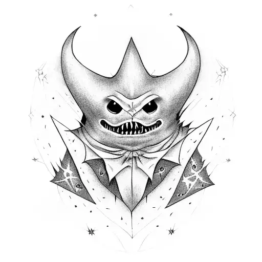 Gengar, ghastly and haunter with evil starry eyes tattoo design idea