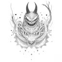 Gebgar, ghastly and haunter with evil starry eyes tattoo design idea