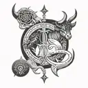 taurus and libra sign tattoo design idea