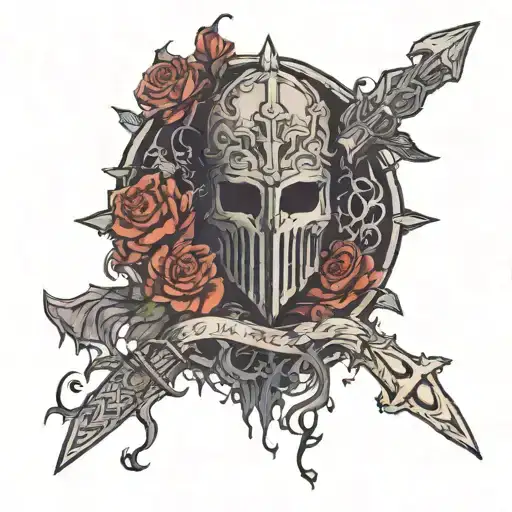 dark sign from dark souls in a goth style  tattoo design idea
