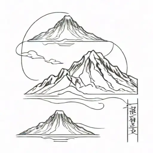 table mountain, mount Fuji, volcano Fuego tattoo design idea