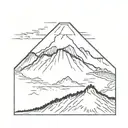 table mountain, mount Fuji, volcano Fuego tattoo design idea