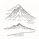 table mountain, mount Fuji, volcano Fuego tattoo design idea