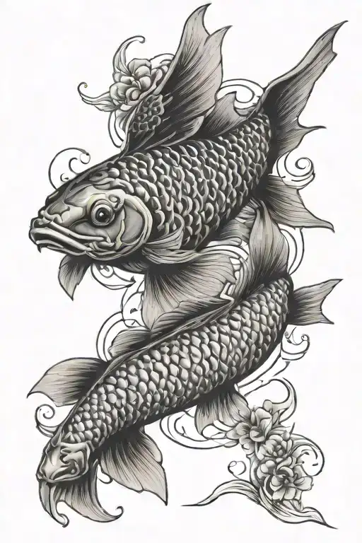 koi fish transformjng intoo itashi eye with crow flying tattoo design idea