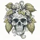 grape vine wrapped in oyster shell tattoo design idea