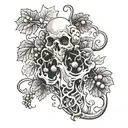 grape vine wrapped in oyster shell tattoo design idea