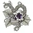 grape vine wrapped in oyster shell tattoo design idea
