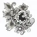 grape vine wrapped in oyster shell tattoo design idea