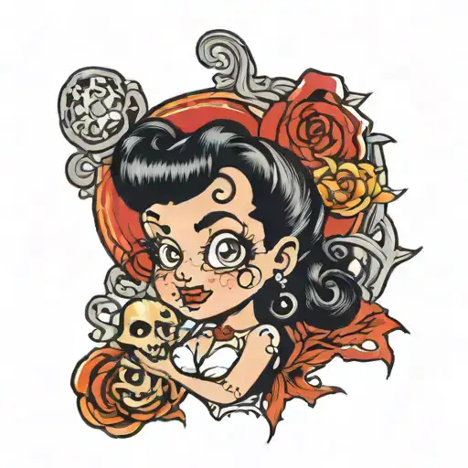 horror and betty boop  tattoo design idea