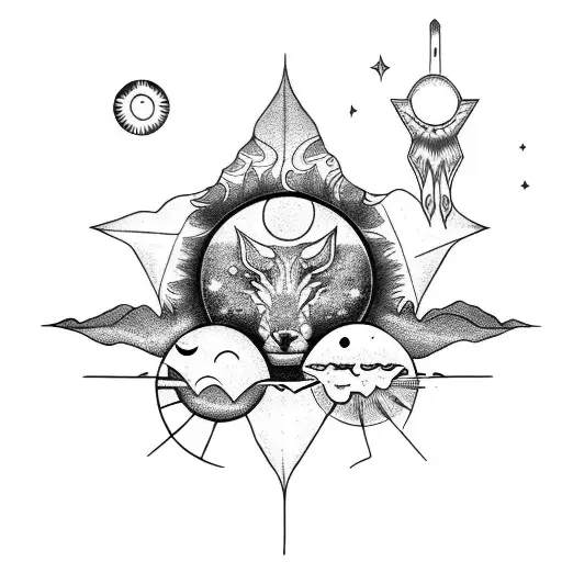 Sun and Moon tattoo design idea