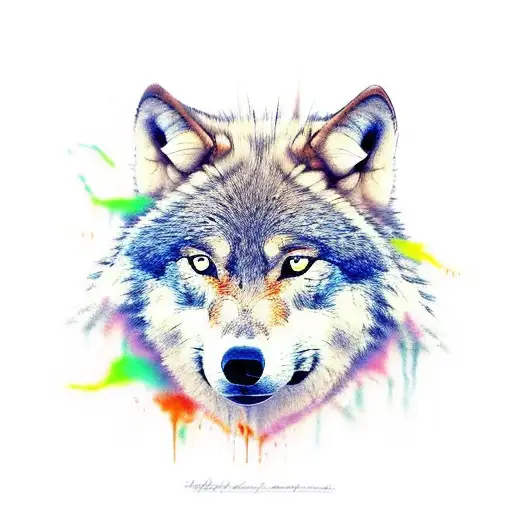 wolf, fiddle  tattoo design idea