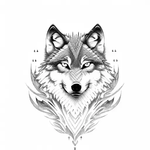 wolf fiddle  tattoo design idea