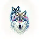 wolf, fiddle  tattoo design idea