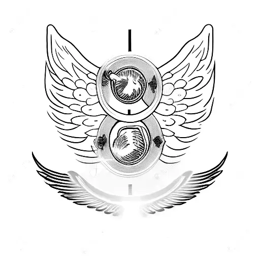 wings with a dog's paw and a halo tattoo design idea