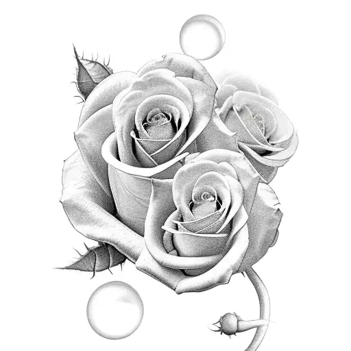 two roses with clouds tattoo design idea