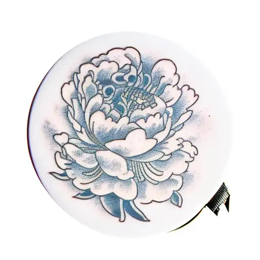 Money saw measuring tape measure peony tattoo design idea